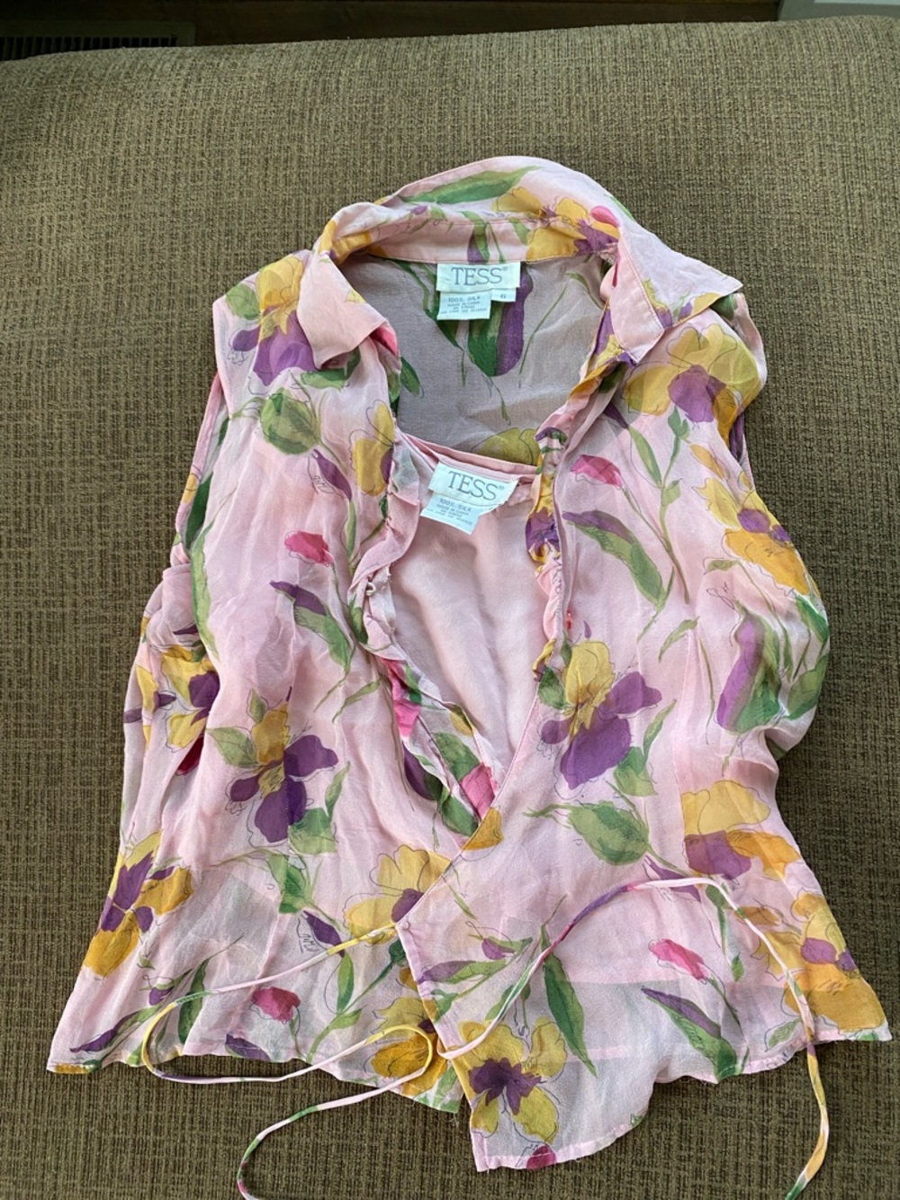 Pink Floral Wrap Blouse